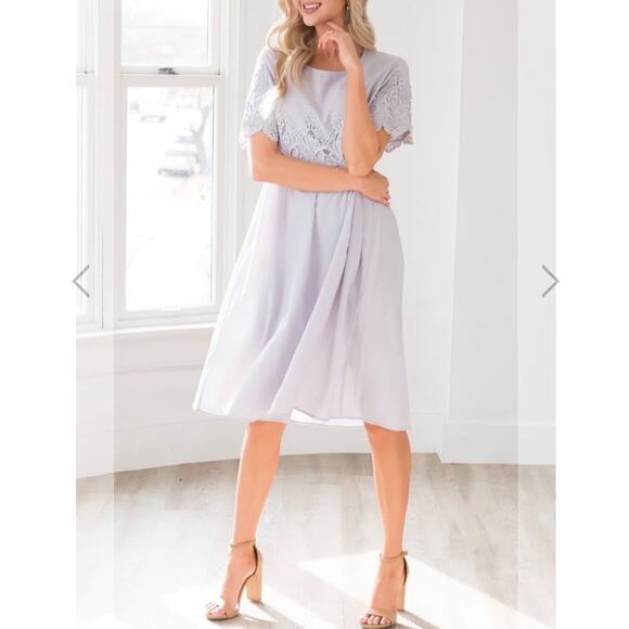 NWT Tea n Rose Light Gray Midi Lace Dress- size large - Picture 11 of 11